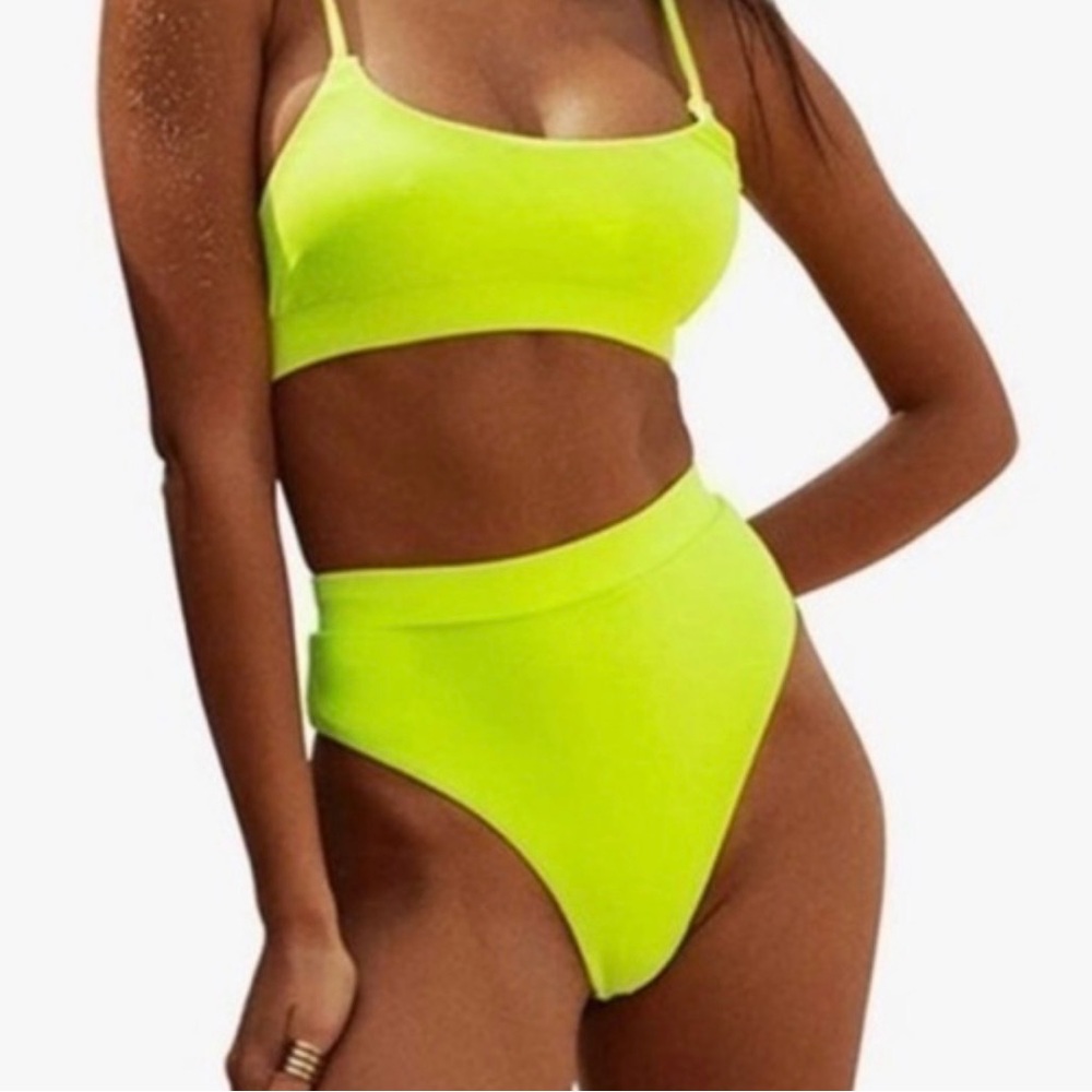 Cabana Del Sol Lime 🍋‍🟩 Longline Hi Leg Women's Bikini Set size small NWT